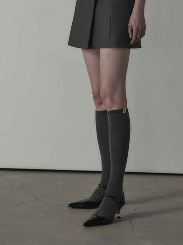 Logo Labeled Knee Socks_Black, Grey, White - MAUSOLEUM - Modalova