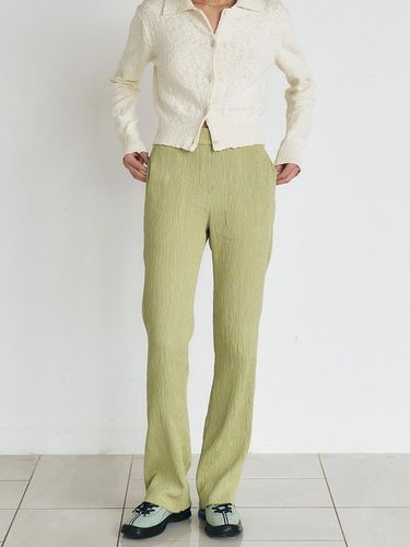 Pleats Flare Long Pants_Sage Green - MANNON - Modalova