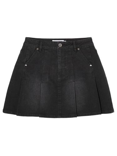 C Denim Pleated Mini Skirt [Black] - KIRSH - Modalova