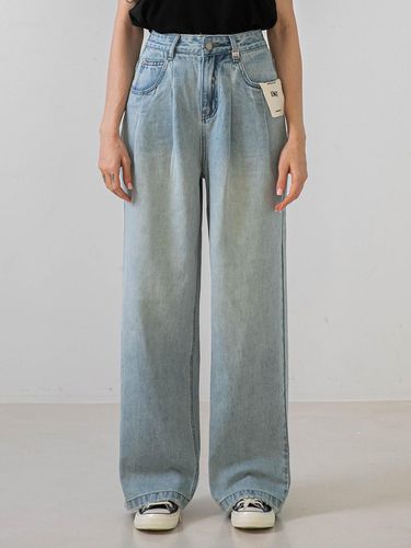 Two Pintuck Wide Denim Pants (Light Blue) - NONANDNON - Modalova