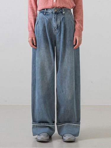 Roll-up Wide Cotton Pants (Light Blue) - NONANDNON - Modalova