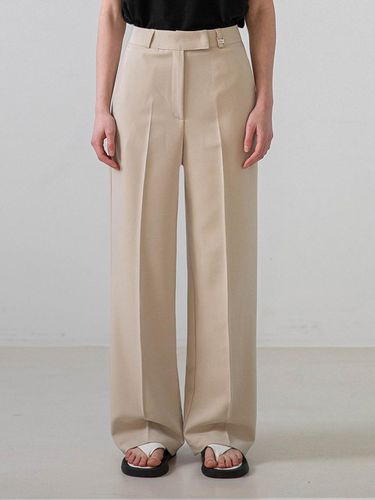 Hidden Semi Wide Cotton Slacks (Beige) - NONANDNON - Modalova