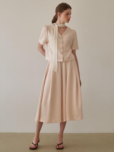 Roman Blouse Bloom Flare Skirt Set Up_Pink Beige - flove - Modalova