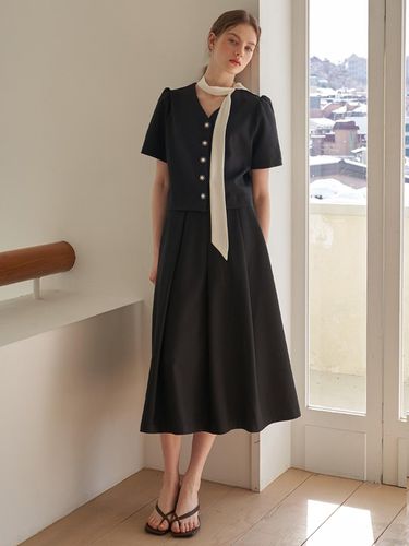 Roman Blouse Bloom Flare Skirt Set Up_Black - flove - Modalova