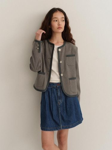 Reverie Check Tweed Jacket_Cadet Blue - LOVE US U - Modalova