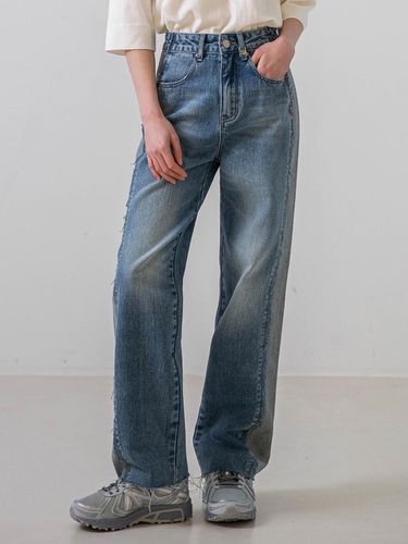 Side Point Denim Pants (Deep Blue) - NONANDNON - Modalova