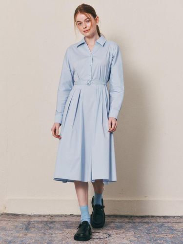 WD_V-neck belted shirt dress_BLUE - We’Dee - Modalova