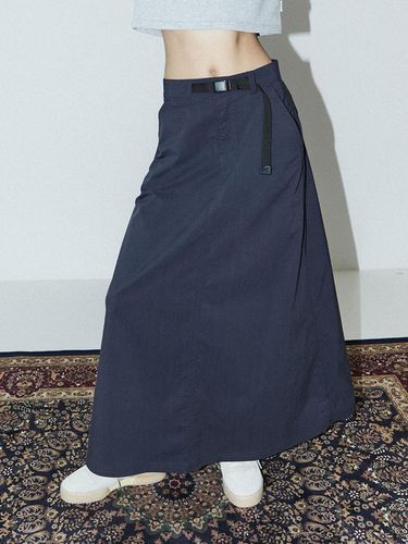 Nylon Belt Maxi Skirt - Navy - MAGOODGAN - Modalova