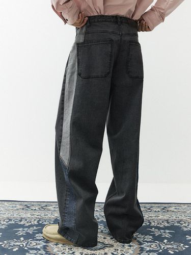 Patchwork Wide Fit Denim Pant - MAGOODGAN - Modalova