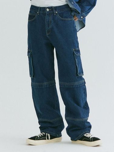 Cargo Pocket Wide Leg Jeans - Blue - FIELD WORKER - Modalova