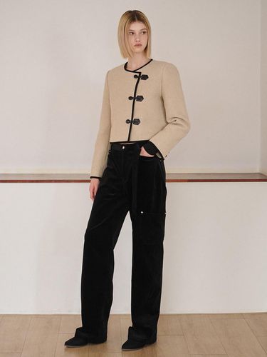 Waist Belt Corduroy Pants_Black - ETMON - Modalova