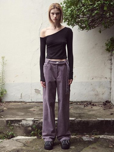 Waist Belt Corduroy Pants_Purple - ETMON - Modalova