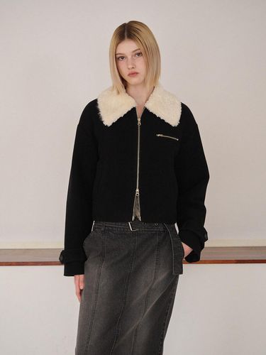 Fur Collar Wool Coat_Black - ETMON - Modalova