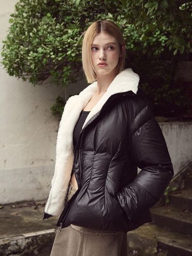 Pintuck Fur Down Padded Jacket_Black - ETMON - Modalova