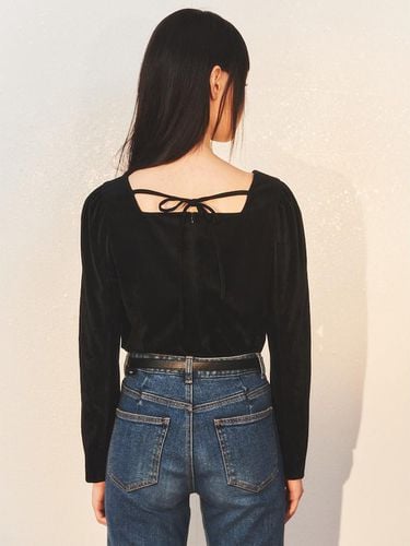 Velvet Square Neck Blouse - Black - kuho plus - Modalova