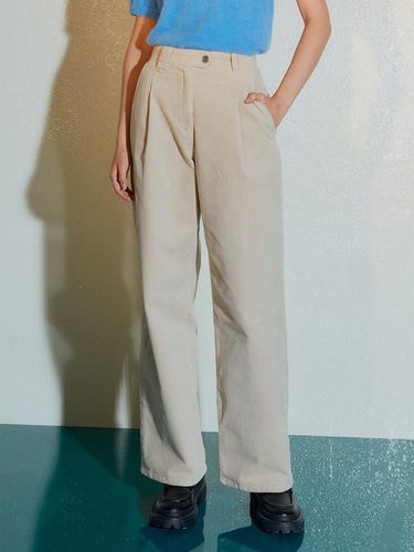 Corduroy Semi Wide Tuck Pants - kuho plus - Modalova