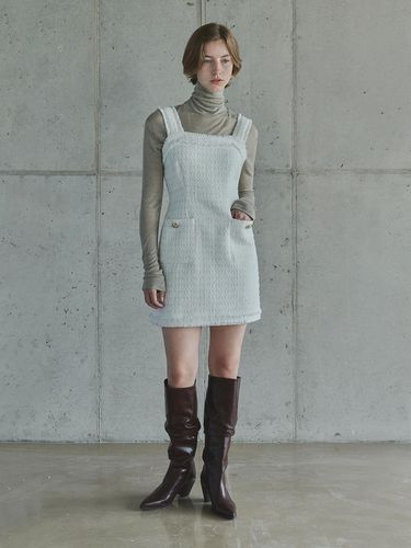 Tweed Sleeveless Mini Dress [Ivory] - Ihr - Modalova