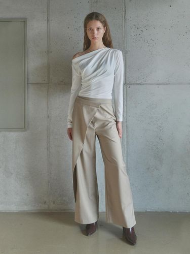 Wrap High Rise Wide Leg Pants [Beige] - Ihr - Modalova