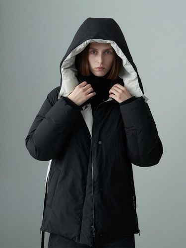 HOODED BELTED DOWN JACKET - BLACK - RE RHEE - Modalova