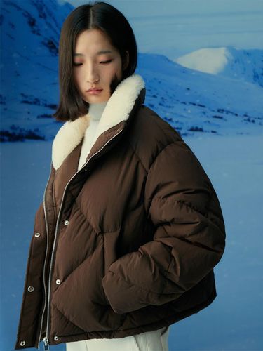 QUILTED PADDED JACKET - BROWN - RE RHEE - Modalova