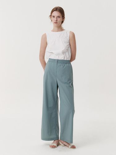 Wide Leg Banding Pants [Greyblue] - EAAH - Modalova