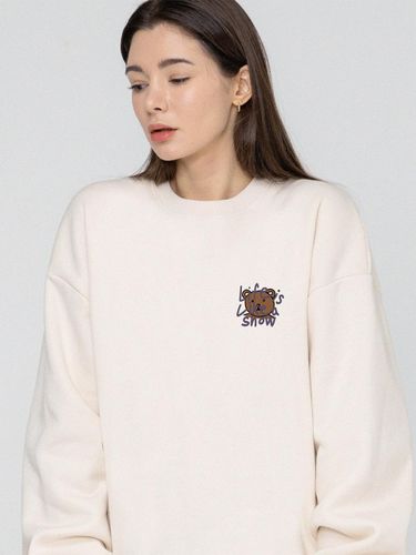 UNISEX] Drawing Letter B Smile Sweatshirt_Cream/Purple Logo - GRAVER - Modalova