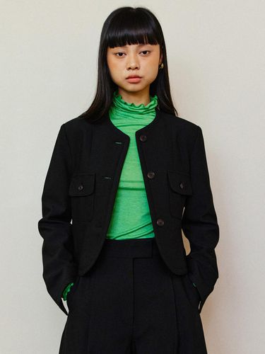 Celine Round Collarless Cropped Jacket - LESEIZIEME - Modalova