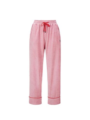 Velour Wide Fit Loungewear Pants [Pink] - SnappyCuddle - Modalova