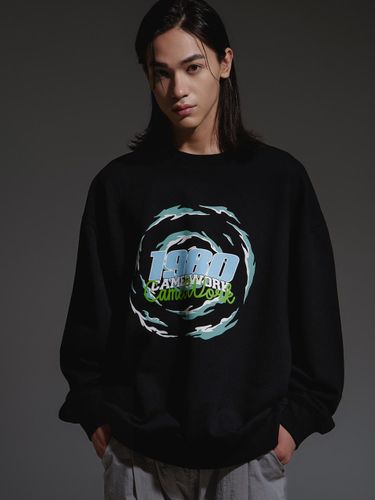 Vintage Premium Cotton-Polyester Hurricane Sweatshirt [Black] - CAMELWORK - Modalova