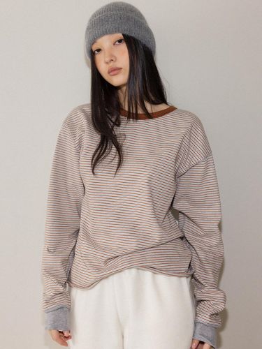 Stripe loose long sleeve (brown) - ANDNEEDS - Modalova