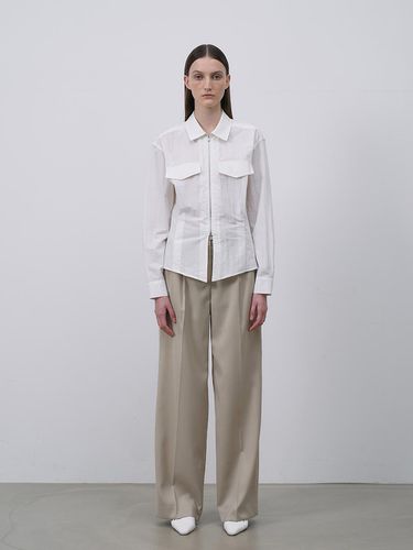 Wool Belted Two Tuck Pants - Beige - Lamerei - Modalova