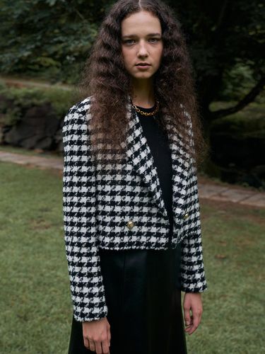 Wool Cropped Check Jacket - Check - Lamerei - Modalova