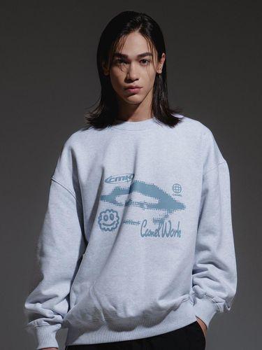 Spray Emoji Cotton Blend Sweatshirt [Ash Gray] - CAMELWORK - Modalova