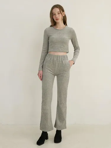 Velvet top & track pants set up - gray - KINDABABY - Modalova