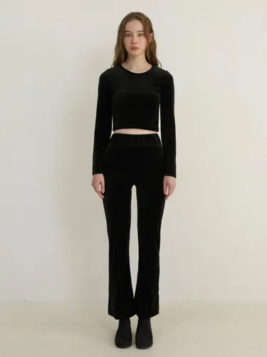 Velvet top & track pants set up - black - KINDABABY - Modalova