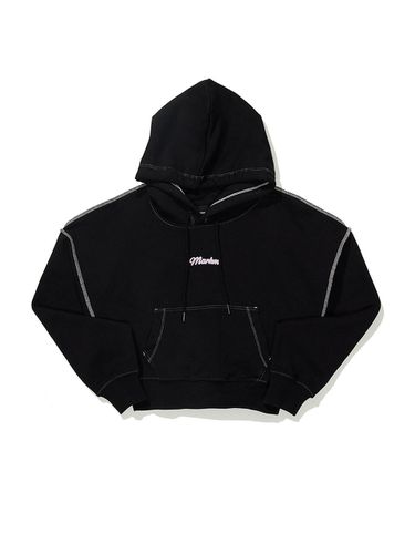 Women Stitch Cropped Hoodie - Black - MARKM - Modalova