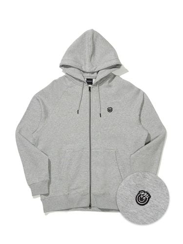 Smile Emblem Hoodie Zip Up_Gray - MARKM - Modalova