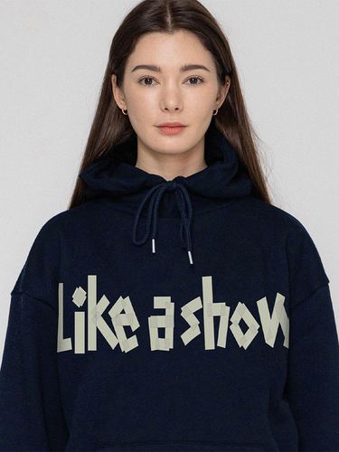 UNISEX] Tape Logo Hoodie_Navy - GRAVER - Modalova