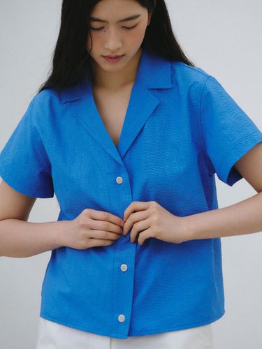 Marine Seersucker Shirt - Blue - Tillber - Modalova