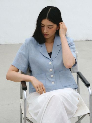 Linen Check Short Jacket - Tillber - Modalova