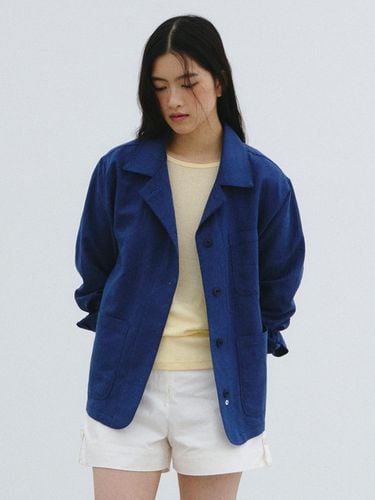 Linen Work Jacket - Blue - Tillber - Modalova