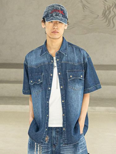 Western Washed MN Pocket Denim Shirt_Blue - MASSNOUN - Modalova