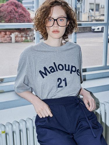 Oversized Logo Print T-shirt_Gray - MaLoupe - Modalova