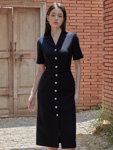 CALLA89 Secret Garden Long Queen Tweed Dress_Navy - JULIY&CALLA - Modalova