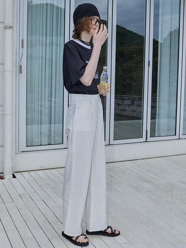 Summer Light Linen Color Denim Pants_White - MaLoupe - Modalova