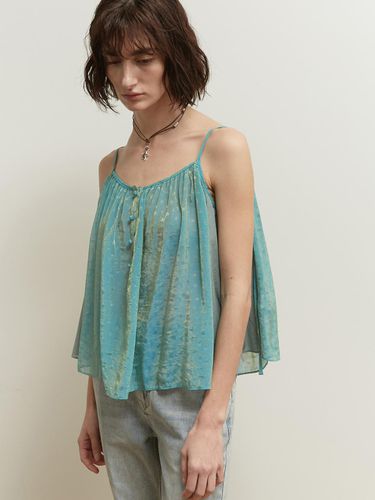 Two Tone Jacquard Sleeveless Top [Blue] - SALTY PEBBLE - Modalova