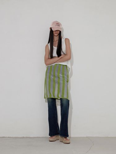 Stripe Knit Skirt [Green] - SALTY PEBBLE - Modalova