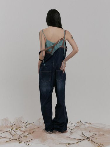 Leather Belt Denim Overall [Blue] - SALTY PEBBLE - Modalova