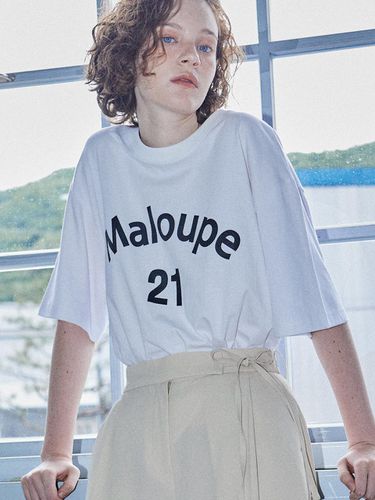 Oversized Logo Print T-shirt_White - MaLoupe - Modalova