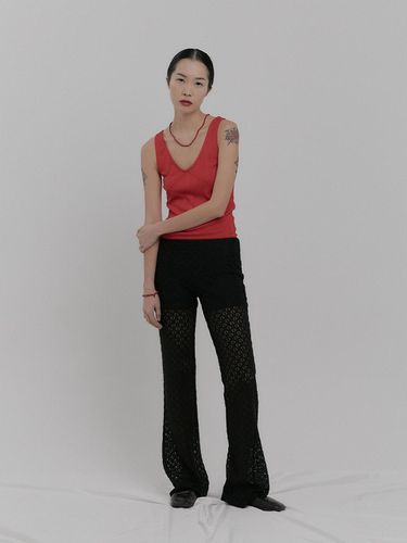 Lace Banding Pants [Black] - SALTY PEBBLE - Modalova